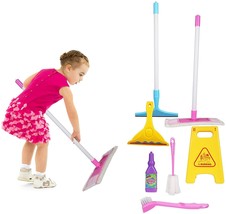 7Pc Kids Cleaning Set Toddlers Pretend Play Toy Housekeeping Tool Mini Mop Brush - £34.38 GBP