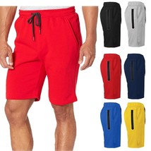 Men&#39;s Tech Fleece Performance Shorts With Heat Seal Zipper Pocket Gym S-2XL - $14.97