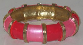 Vintage Original by Robert Pink Enamel Hinged Clamper Bracelet Costume J... - $18.81