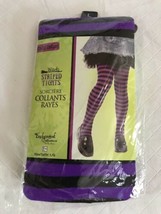 New Child 45-66 Lbs Halloween Purple Black Stripe Tights Costume Accesso... - £7.98 GBP