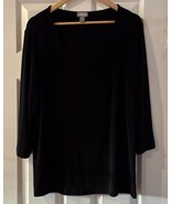 Travelers by Chicos Black 3/4 Sleeve Slinky Tunic Top Sz. 3 (Xl) machine... - $18.80