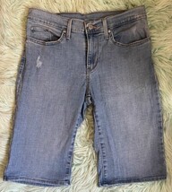 Levis Bermuda Length Jean Shorts Size 29 Light Blue Distressed Womens - £23.23 GBP