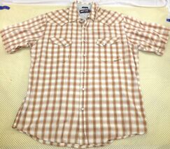 Billabong Short Sleeve Plaid Peral Snap Button Down Shirt Slim Fit Tan W... - $14.25