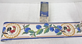 2 Vintage Wallpaper Boarder Colorful Blue Plum Roosters Trimz 12Ft 3 inch - $18.32