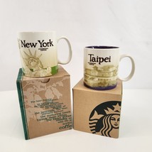 Starbucks Travel Mugs 2009 New York 2014 Taipei Global Icon Series LOT of 2 - £30.43 GBP