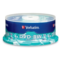 Verbatim DVD-RW 4.7GB 4X with Branded Surface - 30pk Spindle, BLUE/GRAY ... - $39.99