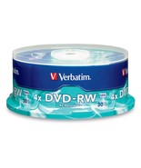 Verbatim DVD-RW 4.7GB 4X with Branded Surface - 30pk Spindle, BLUE/GRAY ... - $38.99