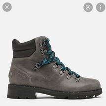 Women&#39;s Sorel Lennox Hiker Booties Grey Leather Boots $220, Sz 6.5, New! - $98.99