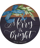 Merry And Bright Bow Wreath Novelty Circle Coaster Set of 4 - €17,03 EUR