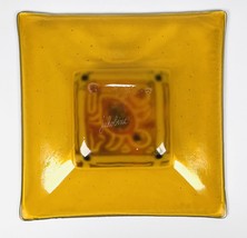 Yellow glass bowl with polychrome surface in glass fusing technique - £101.84 GBP