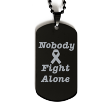 Motivational Metastatic Breast Cancer Black Dog Tag, Nobody Fight Alone, Inspira - £15.78 GBP