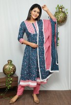 Fateh Enterprises Women&#39;s Pure Cotton Printed  Kurta with Pant &amp; Dupatta - £55.75 GBP