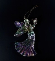 Christmas Ornament Angel Iridescent Clear Acrylic 6.5&quot; Vintage - £12.57 GBP