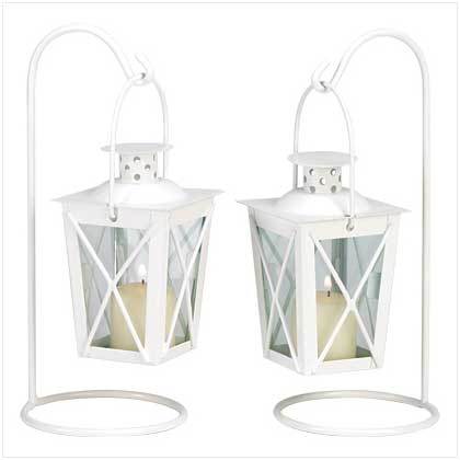 White Railroad Candle Lanterns
