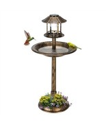 Outdoor Garden Birdbath in Bronze Finish with Solar Light - $186.84 CAD