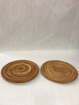 Dessous TRIVET Tablemat bamboo wood Pair 10 inch VINTAGE Paris - £77.66 GBP