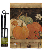 October Pumpkins Burlap - Impressions Decorative Metal Garden Pole Flag Set GS11 - £26.72 GBP