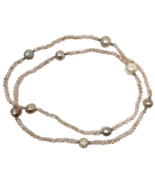 Continuous Strand Pink Crystal Quartz and Cultured Pearl Station Necklace - $18.99