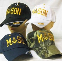 MASON MASONIC FREEMASON MASONRY LODGE Letters HAT CAP FREEMASONRY (Black) - $17.99