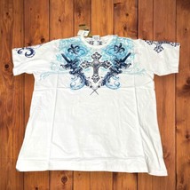 Nwt Y2K Ablanche White 3XL 100% Cotton Embroidered Royal Power Cross And Crown - £39.56 GBP