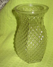 Hoosier Glass-Clear Vase - Diamond Pyramid Pattern -#4071- USA - $5.00