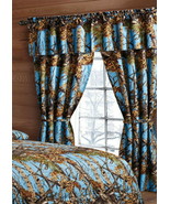Light Powder Blue Licensed WOODS Camo 5-pc Curtain Set Camouflage - £20.94 GBP