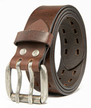 BROWN Men’s Grain Leather Belts Men Genuine Solid Workmen 1.5inch Width ... - £17.91 GBP
