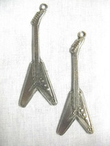 Large Flying V Guitar / Guitars Full Pendant Music Dangling Pair Of Earrings - £14.37 GBP