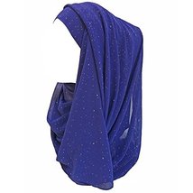  Shimmer Gold Glitters Chiffon Hijab Scarf (Royal Blue) - £12.45 GBP