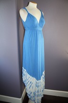 NWT Gypsy 05 La Ba Dee Blue Tie Dye Deep V Bamboo Twist Strap Maxi Dress M $143 - $51.48