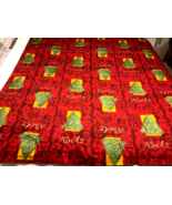 Tablecloth Vintage Christmas Fabric Hand Sewn Square 54 x 55 Red, Green,... - €23,62 EUR