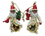 Kurt Adler Set of 2 Birch Berry Black Santa W Animal Ornaments Raccoon S... - £15.65 GBP
