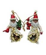Kurt Adler Set of 2 Birch Berry Black Santa W Animal Ornaments Raccoon S... - £15.44 GBP