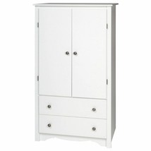 White Finish Armoire Wooden Wardrobe Storage Cabinet Clothes Closet Drawers Door - £618.73 GBP