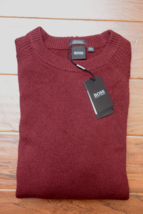 Hugo Boss Men&#39;s Banilo Regular Fit Dark Red 100% Cashmere Knit Sweater S - £89.73 GBP