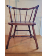 Vintage Childs 8 Spindle Back Sitting Chair Dark Stain Cute Antique Doll - £70.76 GBP