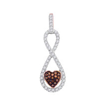 10kt Rose Gold Womens Round Red Color Enhanced Diamond Infinity Heart Pendant - £159.07 GBP