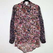 Band of Gypsies Floral Mixed Print High Low Boho Blouse Top Shirt Size X... - $6.92