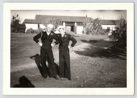 1940s Black And White Photo Of A Pair Of New US Navy Seaman Apprentices Posing - £10.59 GBP