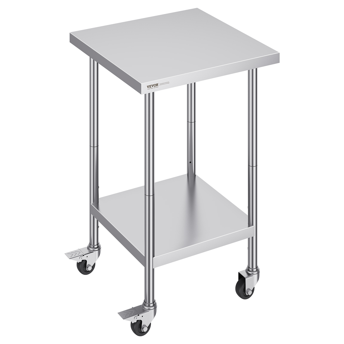 VEVOR Stainless Steel Adjustable Work Table 24x24x38 in, 2 Storeys with ... - $88.99