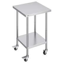 VEVOR Stainless Steel Adjustable Work Table 24x24x38 in, 2 Storeys with ... - $88.99