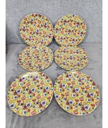 Set Of 6 Queen&#39;s Chintz Fine Bone China Saucer Plates With Yellow Floral 8&quot; - £50.47 GBP