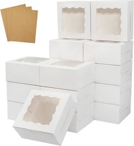 30 Pcs White Bakery Boxes with Window 6 X 6 X 3 Inches White Paperboard Treat Bo - £27.01 GBP