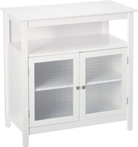 White Accent Kitchen Storage Cabinet With Double Glass Doors From Kb Des... - $262.93