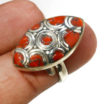 Red Coral Gemstone Handmade Ethnic Gifted Jewelry Nepali Ring Adjustable SA 2359 - £4.16 GBP