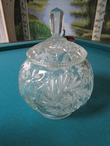 COVERED GLASS CLEAR ROSES CANDY DISH BOWL CUT GLASS 10 X 7&quot; ORIGINAL - $64.35
