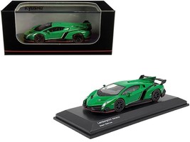 Lamborghini Veneno Green with Red Line 1/64 Diecast Model Car by Kyosho - $30.89