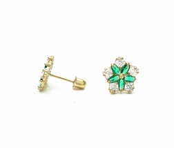 1CT Marquise Smaragd Prinzessin Künstlicher Diamant Ohrringe 14k Gelb Vergoldet - £61.05 GBP
