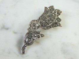 Womens Vintage Estate Sterling Silver Flower Brooch 6.1g E2698 - $34.65