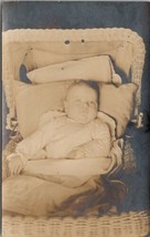 RPPC Sweet Little Baby in Wicker Pram c1920 Real Photo Postcard U1 - £3.89 GBP